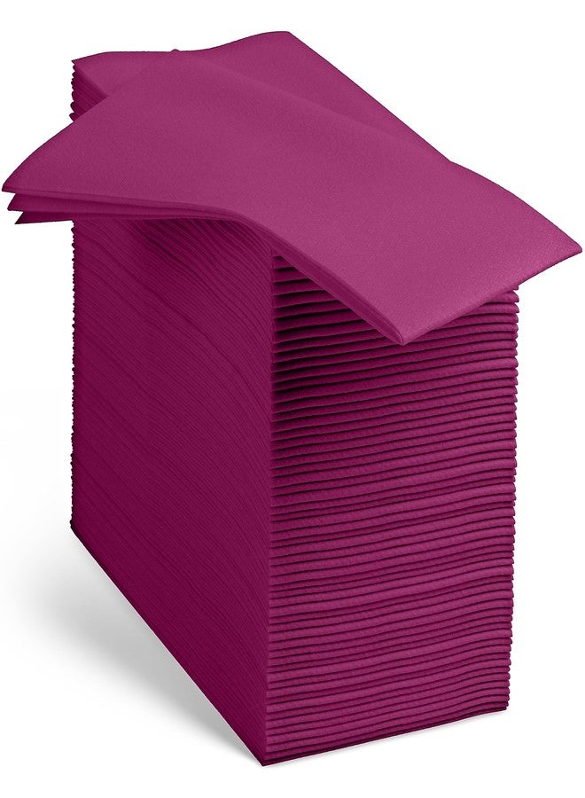 Linen-Feel Plum Paper Napkins - Decortive Cloth-Like Disposable Dinner Napkins - Soft And Absorbent Napkins for Thanksgiving, Party, Wedding, Bathroom Or Any Occasion. (Pack of 100)